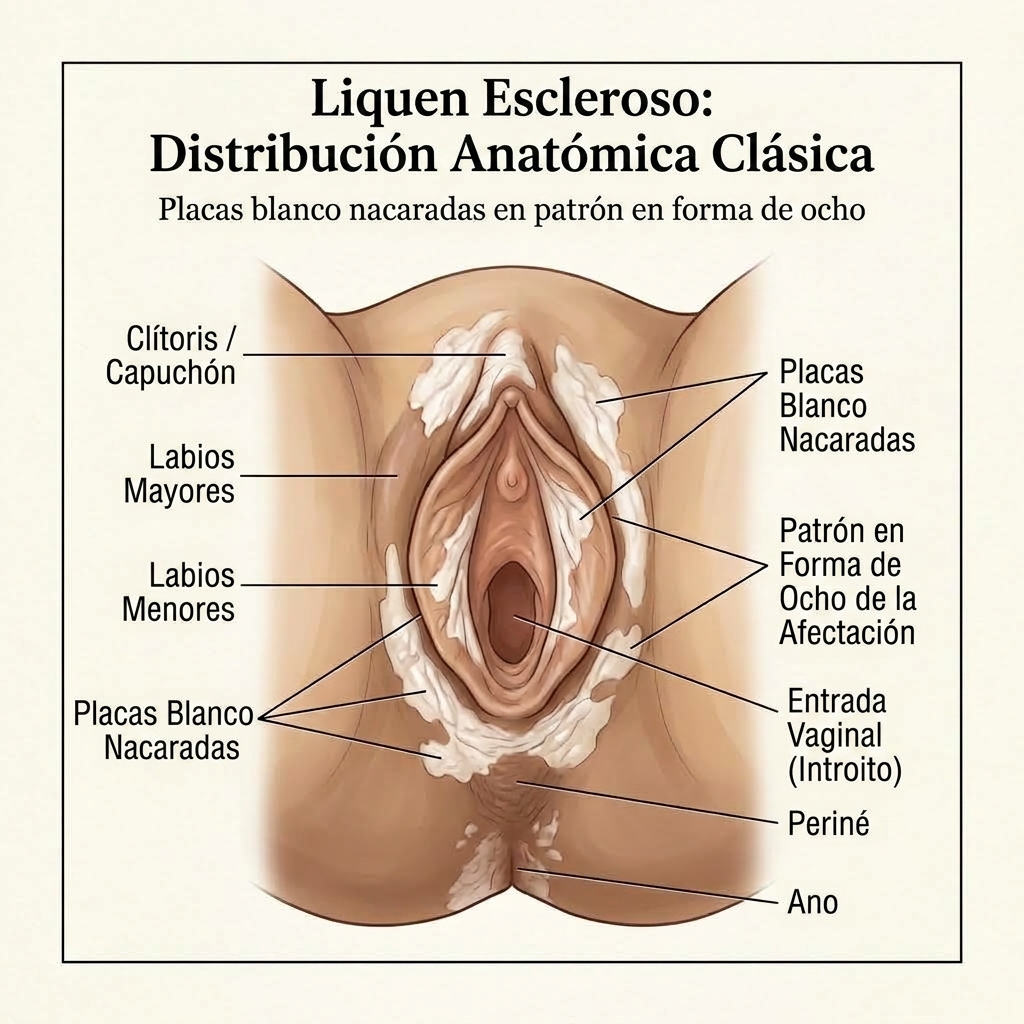 Diagrama anatómico de Liquen Escleroso fase 1